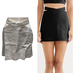 Rumer Avalon Linen Wrap Mini Skirt Powder Blue Size Large NEW with Tag